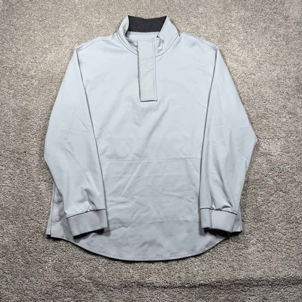 BYLT Premium Basics Elite Fairway Pullover Mens XL Gray Mock Neck Quarter Snap